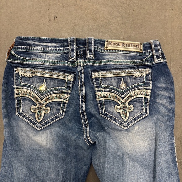 Rock Revival Felina size 29 Women's skinny Jeans in Deep Blue bling lady rider - Picture 7 of 11